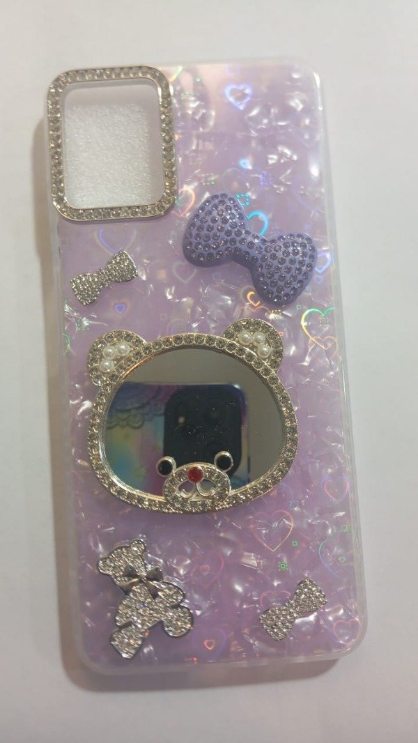 Producto - Funda Premium Espejo Strass Holográfica Lila para Samsung A07