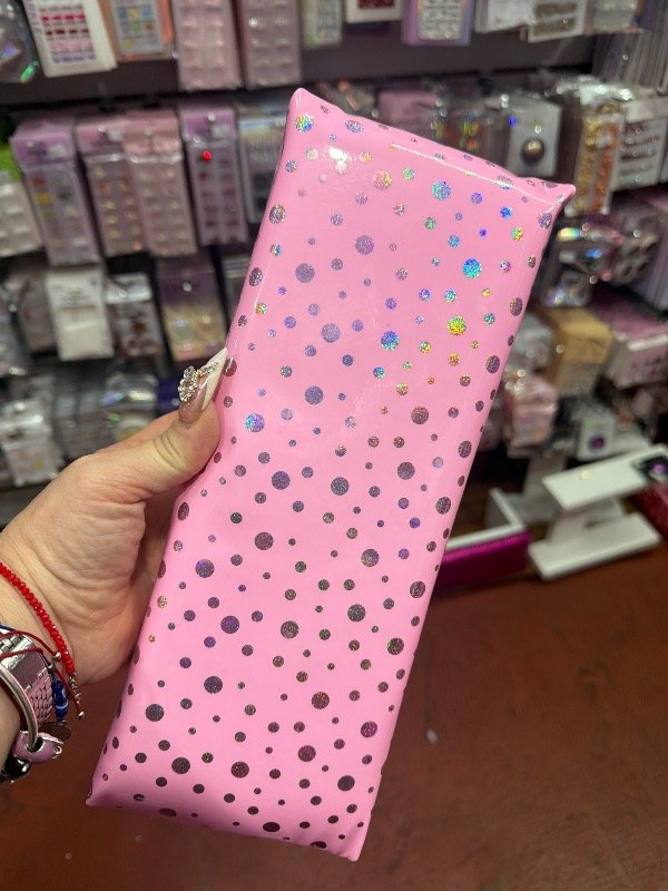 Producto - Apoya manos rosa con lunares plateados