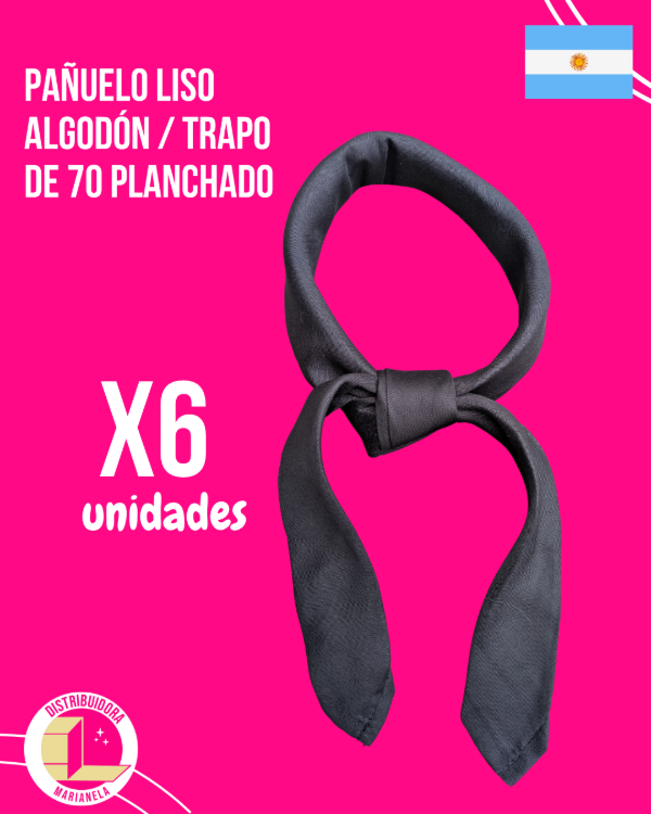 Producto - Pañuelo Algodón planchado 70 cm Colores Clásicos - Pack x6 unidades