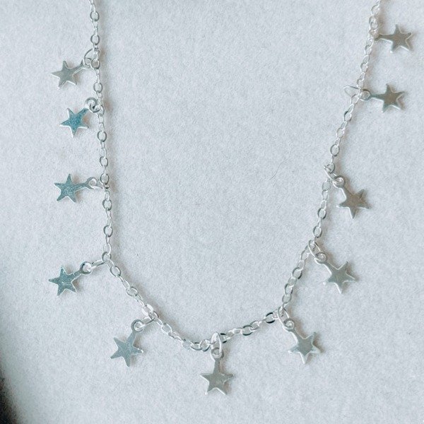 Producto - Conjunto Choker  Laminado Estrella Plata 925 - 1