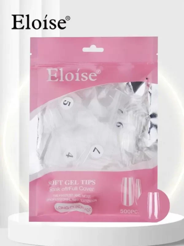 Producto - TIPS SOFT GEL LONG CUADRADO x500 UNIDADES ELOISE
