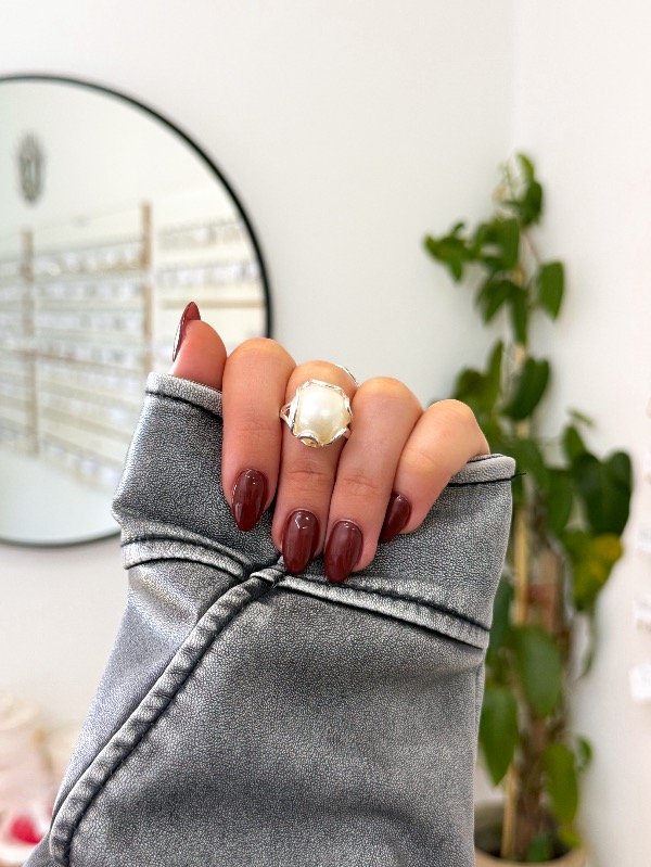 Producto - Anillo acero blanco perla grande