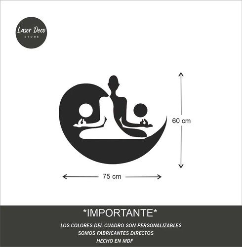 Producto - Cuadro Buda Ying Yang Meditación Yoga Madera Mdf 75x60 Cm - 5