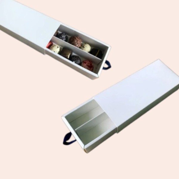 Producto - Caja Bombones Tipo Fosforera 3 Piezas con Divisor- Blanca