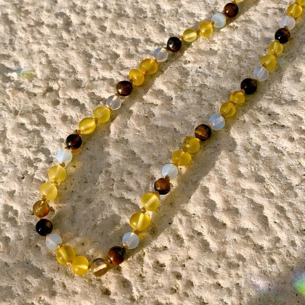 Producto - Collar incienso ámbar y piedras 38cm