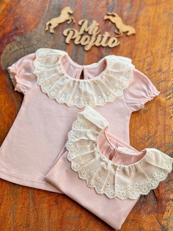 Producto - Remera Rosa Beba con Cuello Broderie - 2