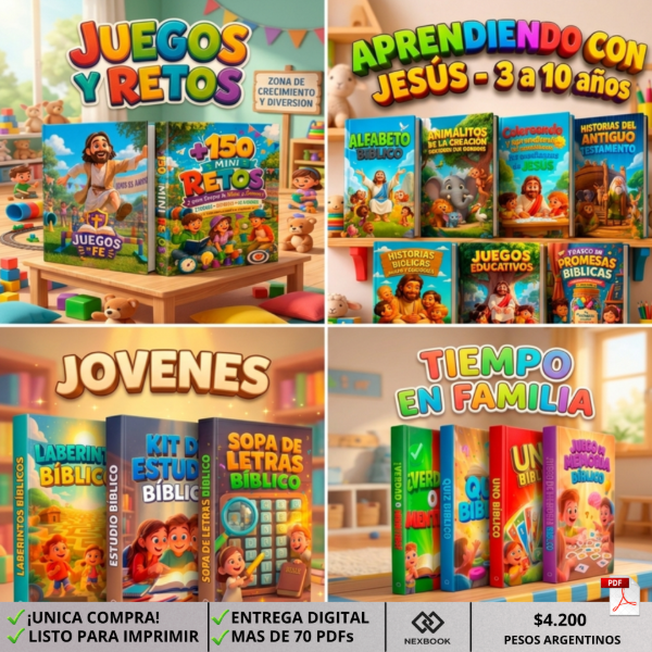 Producto - KIT SERIE BIBLICA - NIÑOS 3 A 10 AÑOS / JOVENES / FAMILIA