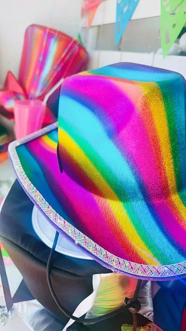 Producto - Gorro Cowboy multicolor metalizado con luz