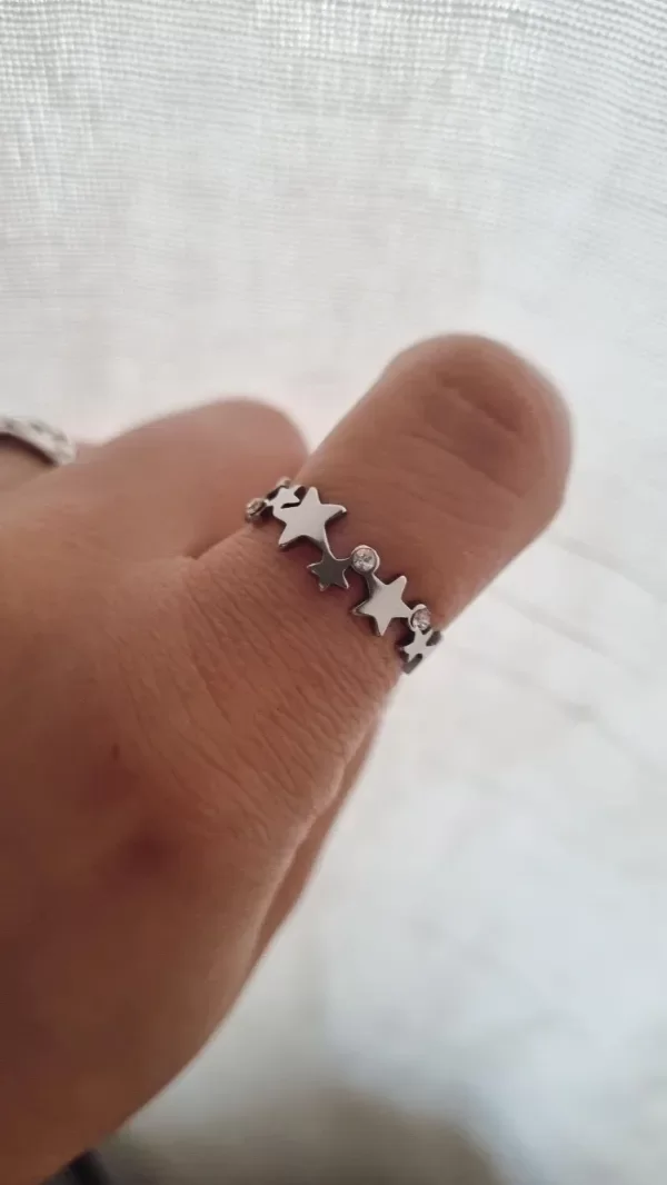 Producto - Anillo estrellas con varios strass blancos AQ