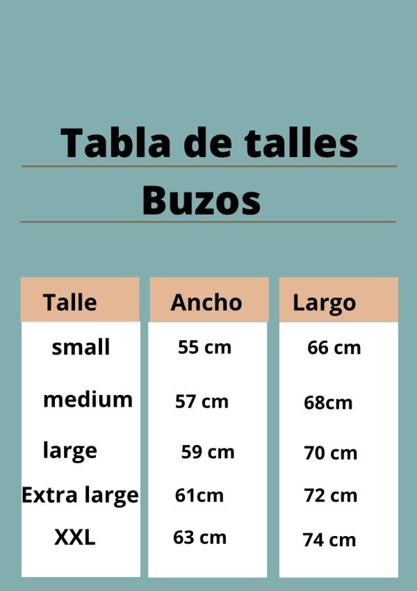 Producto - Tabla talles buzos