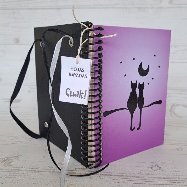 Producto - Cuaderno A6 espiral Gato Silueta RAYADO