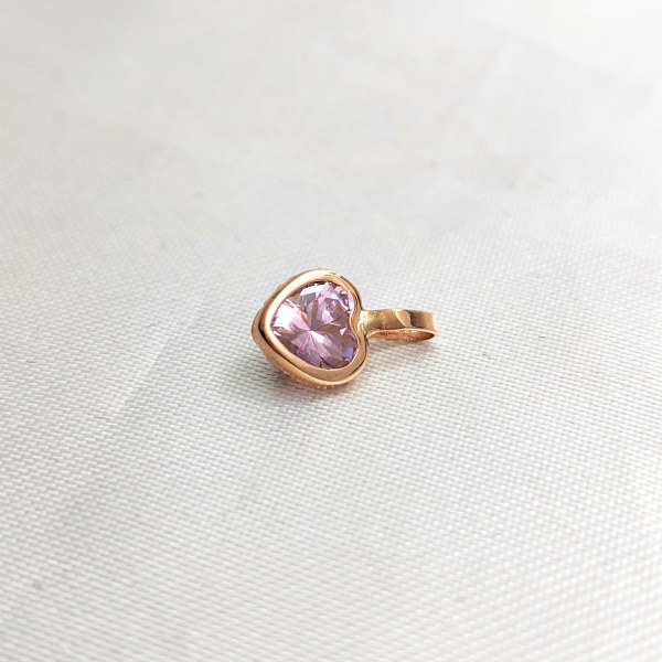 Producto - Conjunto Cadena y dije Punto de luz Corazón Rosa 5mm oro 18kt - 3