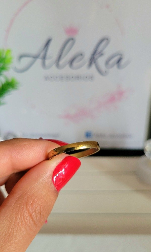 Producto - Alianza clásica media caña de acero dorado - 1