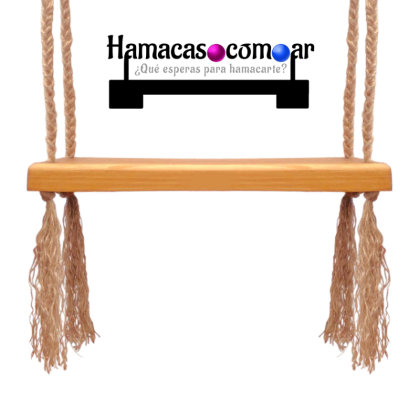 Producto - Hamaca madera maciza de un metro con sogas de yute premium ENVÍO GRATIS