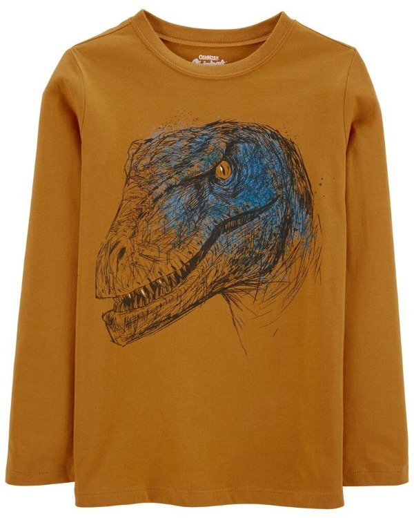 Producto - Remera Niño Manga Larga Mostaza Dino