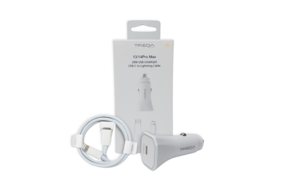 Producto - Cargador de Auto para iPhone 13 y 14 pro max (con cable C a Lightning)