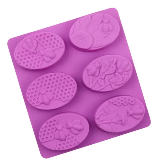 Producto - Molde Silicona Jabones Ovalos Abejas x6 Ideal P/ Velas Jabones (029D5-D5)