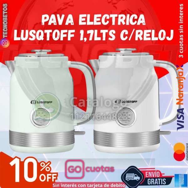 Producto - PAVA ELECTRICA LUSQTOFF 1,7LTS C/RELOJ