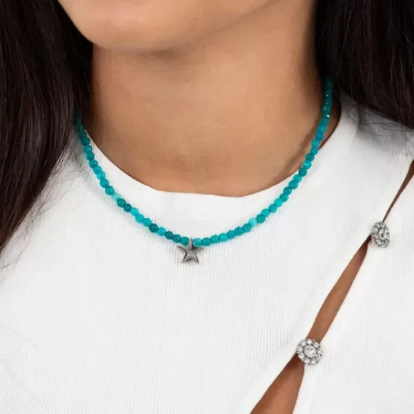 Producto - Collar Piedra Natural Turquesa Acero Valeria