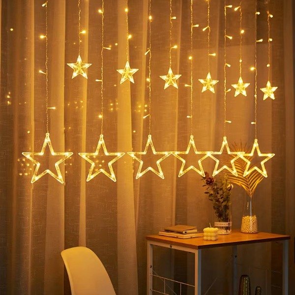 Producto - Cortina Guirnalda Estrella Led 3x0.6 mts Cálida Navidad INTECONECTABLE - 2