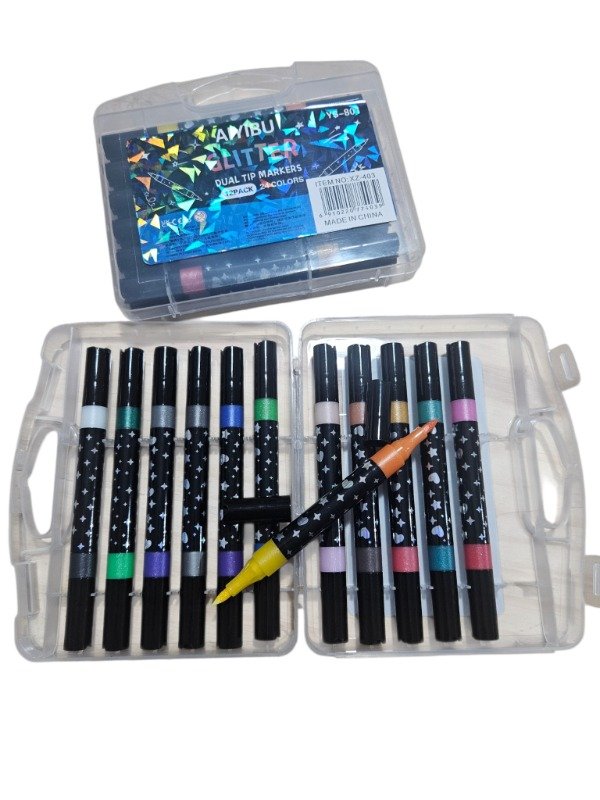 Producto - Marcadores con glitter doble punta x 12 (24 colores)