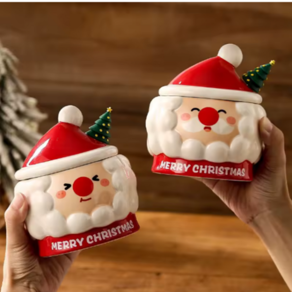 Producto - TAZA CON TAPA FORMA PAPA NOEL