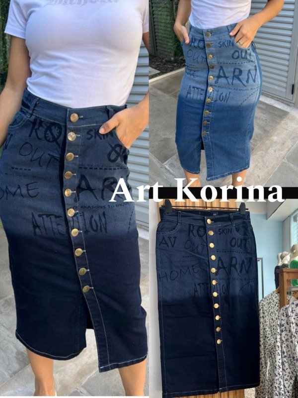 Korina jeans midi elastizada