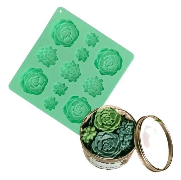Producto - MOLDE SILICONA FLORES/SUCULENTAS PLANAS