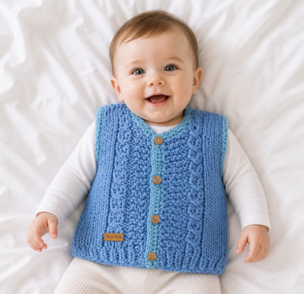 Producto - chaleco abotonado con ribetes 6-9 meses