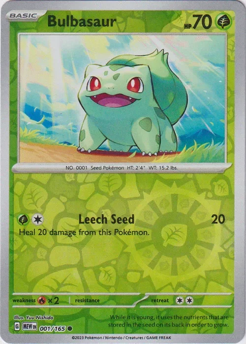 Producto - Bulbasaur - 001/165 - Scarlet and Violet 151 - Reverse Holo