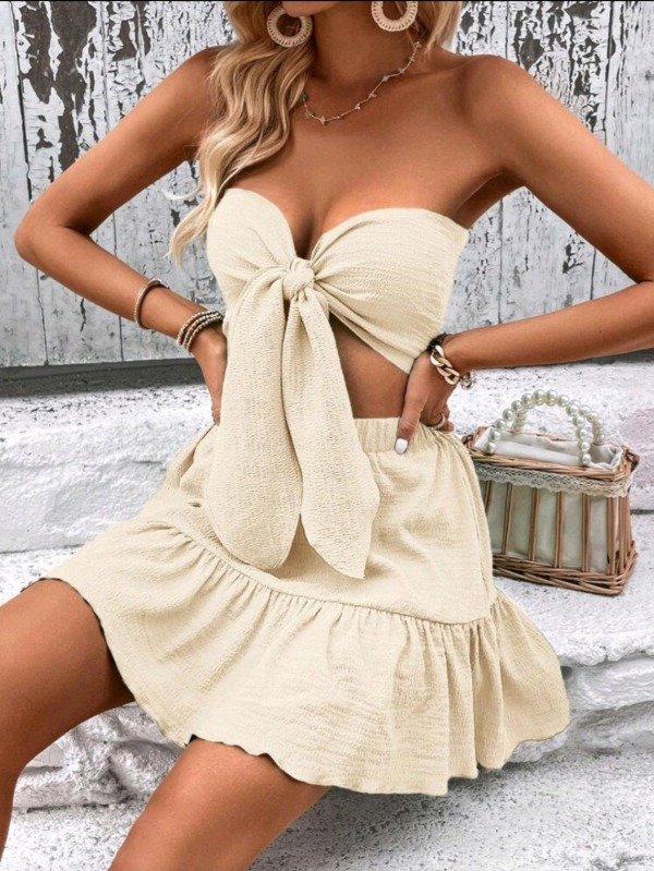 Producto - Conjunto Shein de 2 piezas con lazo celeste