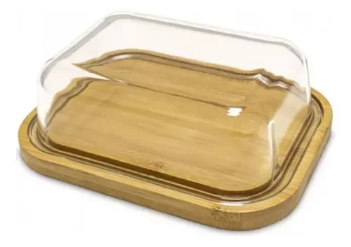 Producto - Mantequera Sakura Tapa Vidrio Borosilicato Base Bamboo