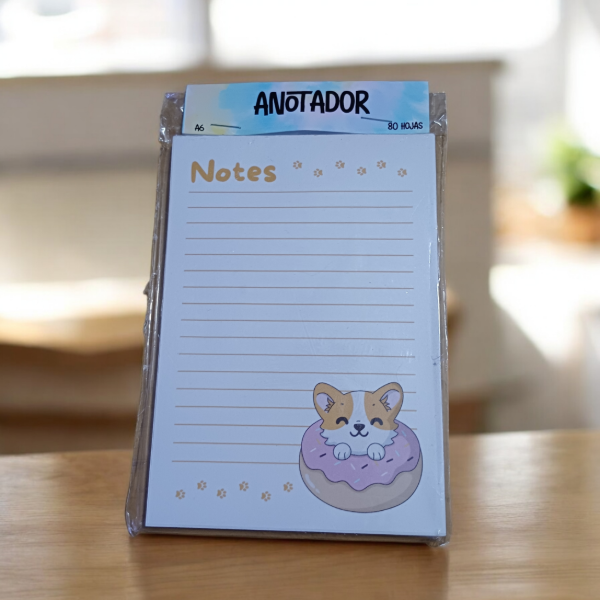 Producto - Anotador A6 Corgi en una dona