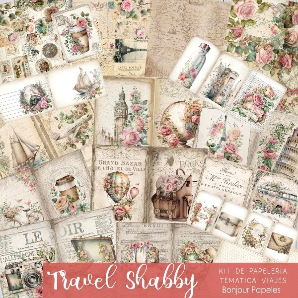 Producto - Kit de Papeles: Travel Shabby