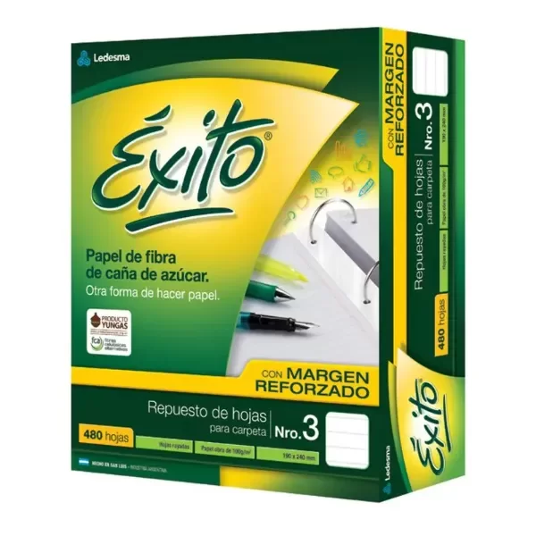 Producto - REPUESTO DE 480 HOJAS RAYADAS- ÉXITO MARGEN REFORZADO