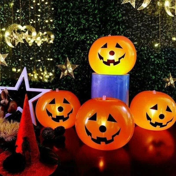 Producto - Globo Halloween Latex Luminoso Calabaza x5un - 0
