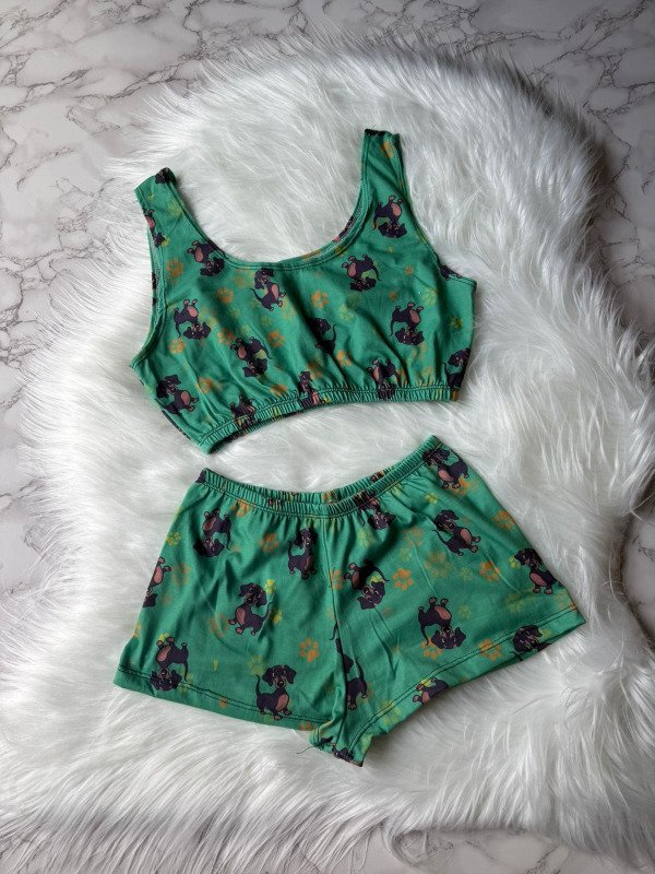 Producto - Pijama animado de short y top - Perro Salchicha