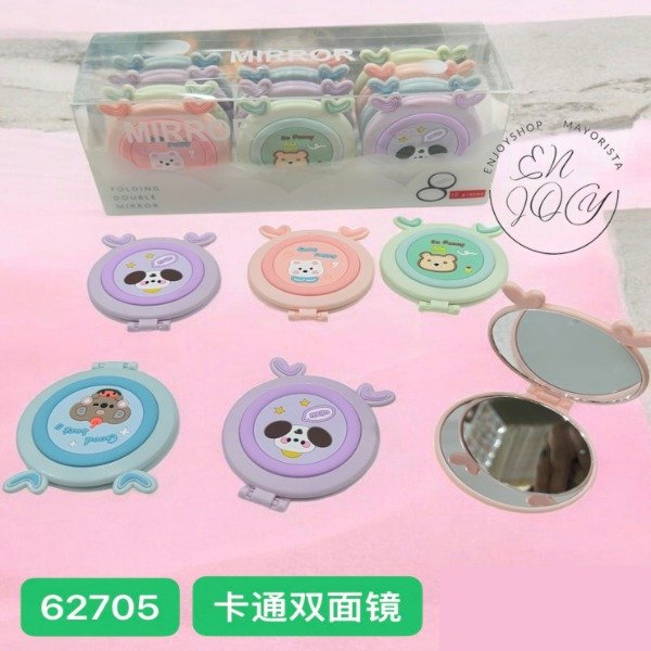 Producto - CAJA X12 Espejo Doble Redondo Portátil KAWAI CUTE 62705