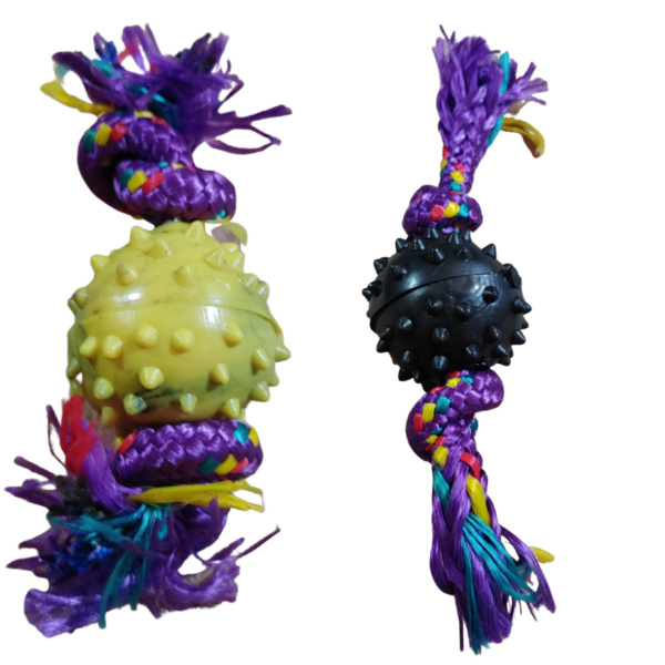 Producto - Pelota Mini Con Soga Y Puas Para Perros Pequeños Dental - 4