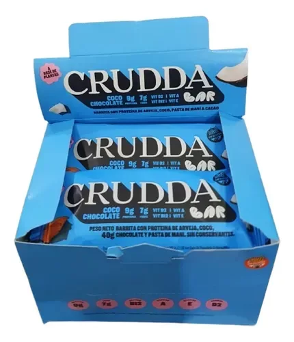 Producto - Caja cerrada x 10u. barras proteica sabor COCO - Crudda
