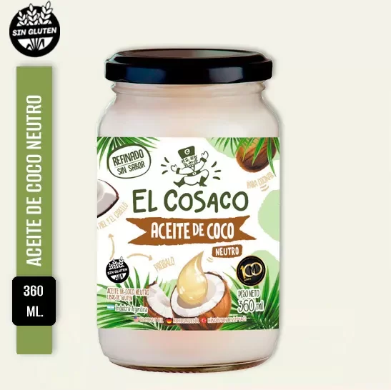 Producto - Aceite De Coco NEUTRO Sin Gluten (Env. PET) El Cosaco 360ml