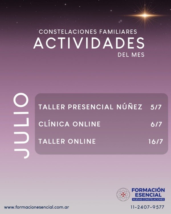 Producto - Fechas de Talleres Presencial y Online y Clínica Online en Julio 2025