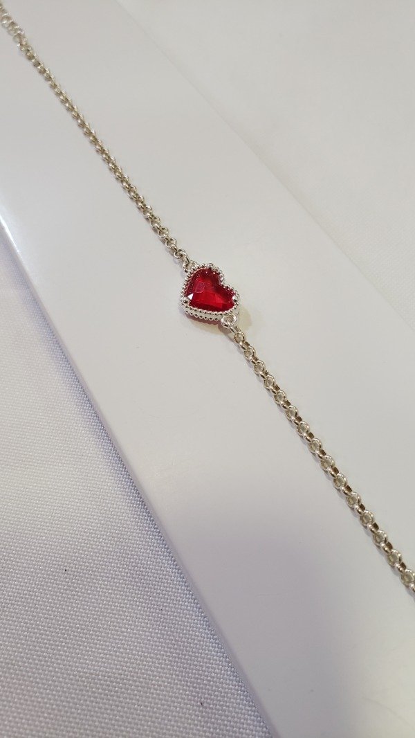 Producto - Pulsera corazon rojo Plata
