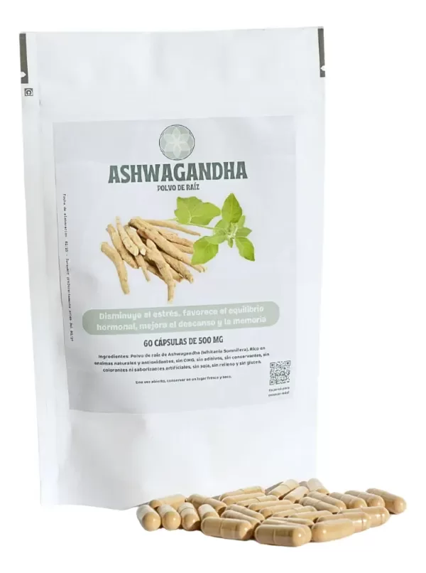 Producto - Ashwagandha De La India - Raiz En Polvo - x60 Cápsulas 500mg