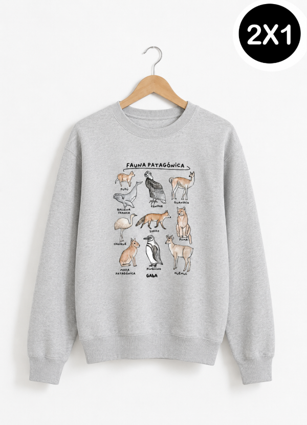 Producto - BUZO FAUNA PATAGÓNICA - GRIS MELANGE