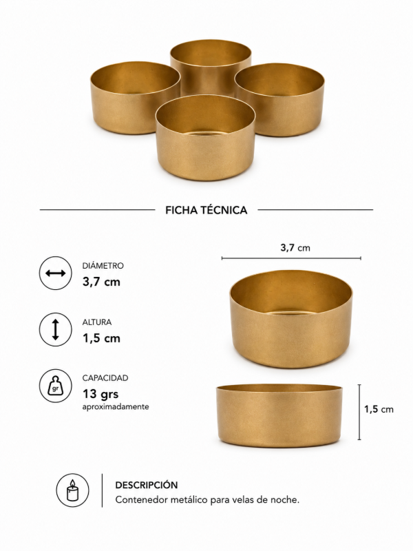 Producto - Contenedor metálico para vela de noche