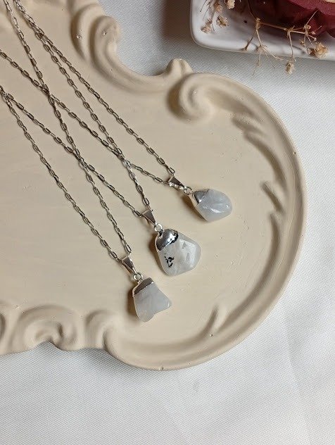 Producto - Collar conexión PIEDRA LUNA - Acero quirúrgico