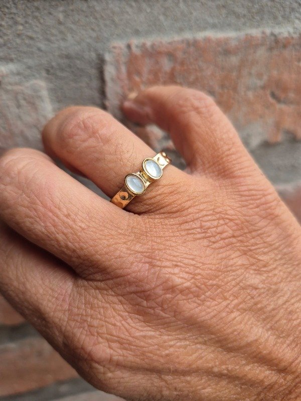 Producto - Anillo acero- perla chata