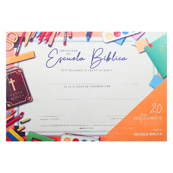 Producto - PROMO Certificados De Escuela Bíblica Para Adolescentes (PACK X20 UNIDADES)