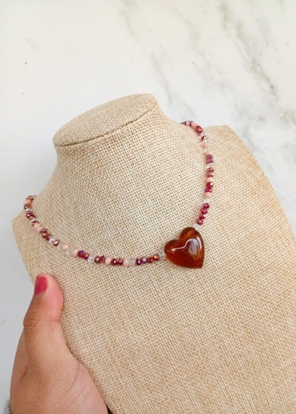 Producto - Collar maxi corazón colores tierra